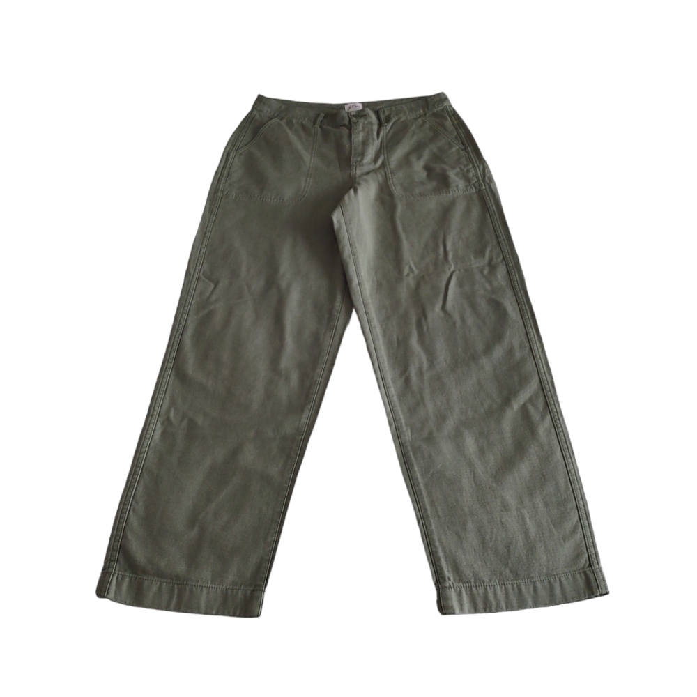 J. Crew Straight Cotton Patch Pocket Pants Womens 10 Tall Green